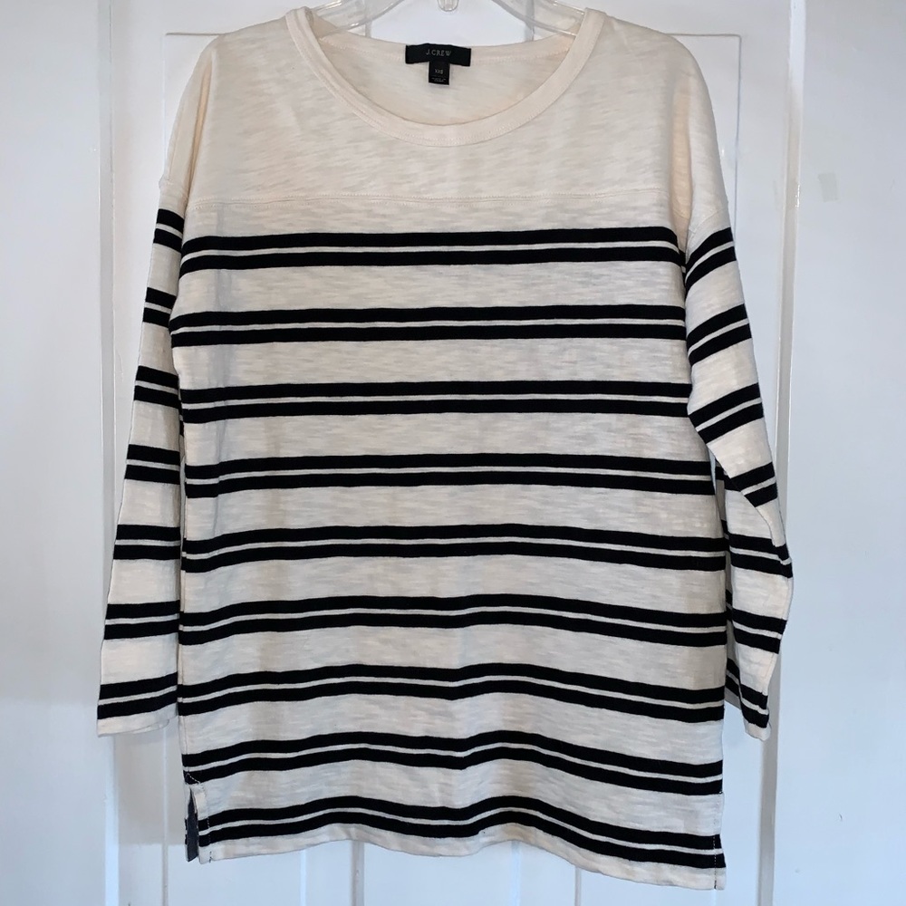 J. Crew 3/4 Length Sleeve Double Striped Tee